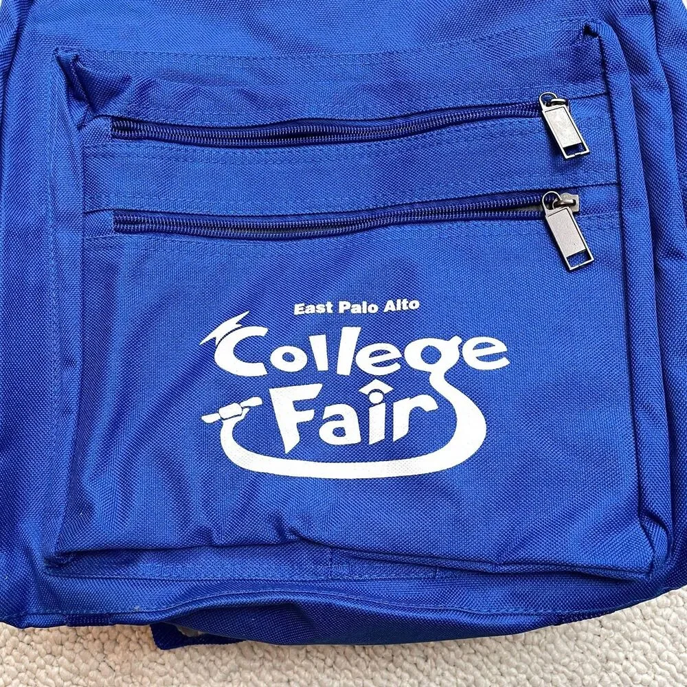 Unbranded Youth Backpack Blue Solid East Palo Alto College Fair Logo Zip School